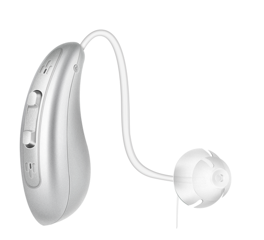 EPIK D26AT Discrete BTE Rechargeable Hearing Aid with Premium DSP, Feedback Cancellation and Multiple Directionality Microphones for Clear, Rich Sound. EZ Multi-Function Button Controls Volume and 4 Environment Hearing Modes .
