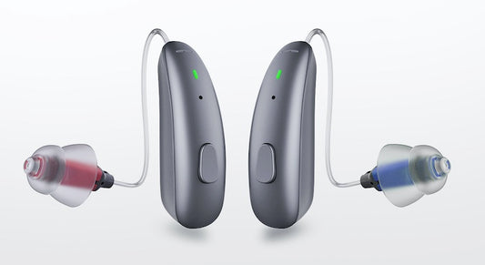 EPIK DW2AT Barely Visible BTE Rechargeable RIC Hearing Aid. Advance Features. Bluetooth Music & Phone. Clear, Rich Sound, Noise Cancellation and 4 Adaptive Environment Modes. APP Control to Personalize Sound,  Anti-bacterial Quick Charge Power Bank case
